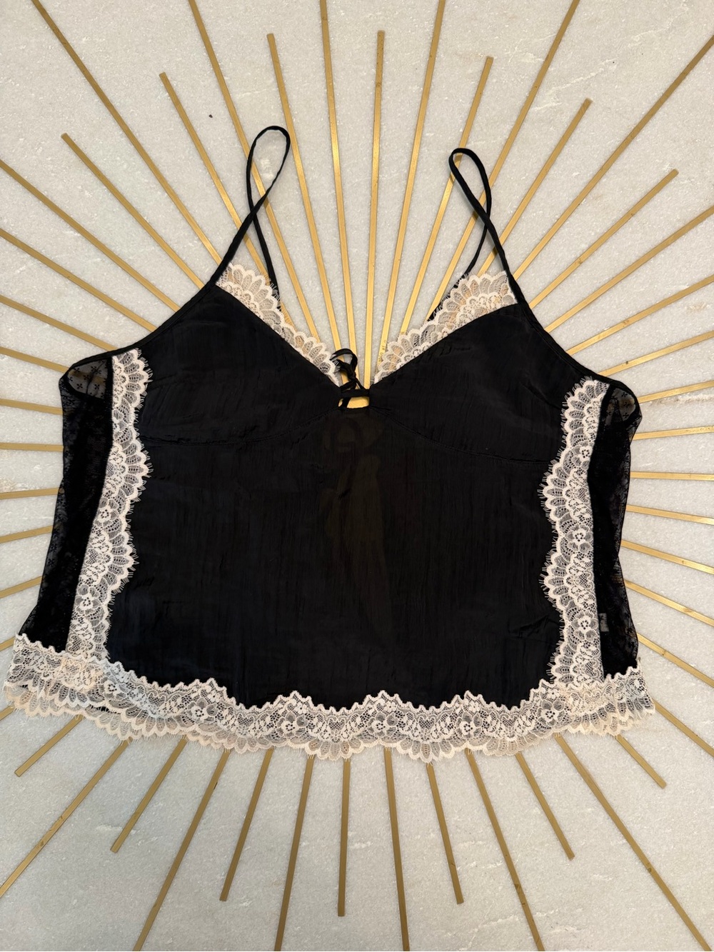 Free People Intimately Black Lace-Trim Cami Top
